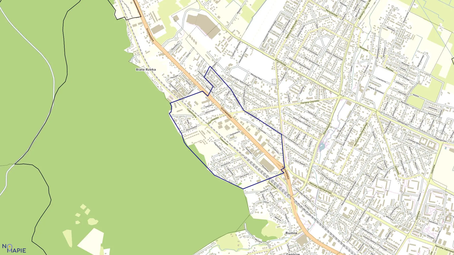 Mapa obrębu Rumia 10 w mieście Rumia