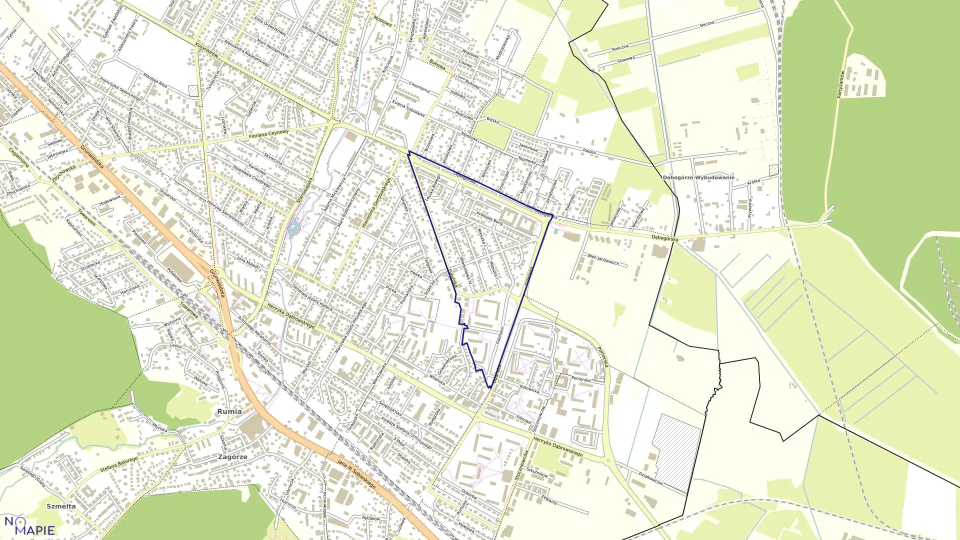 Mapa obrębu Rumia 12 w mieście Rumia