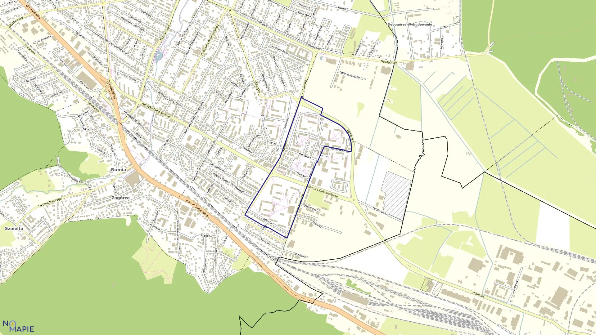 Mapa obrębu Rumia 16 w mieście Rumia