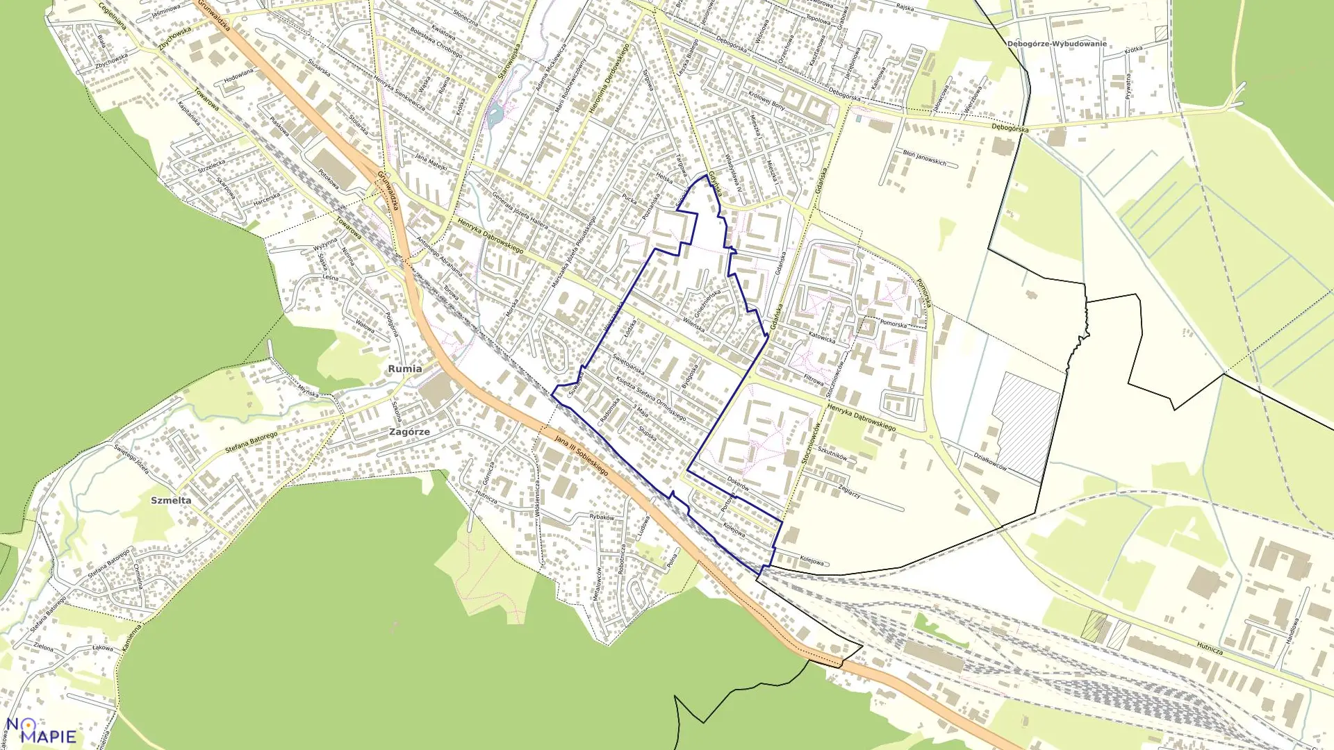 Mapa obrębu Rumia 17 w mieście Rumia