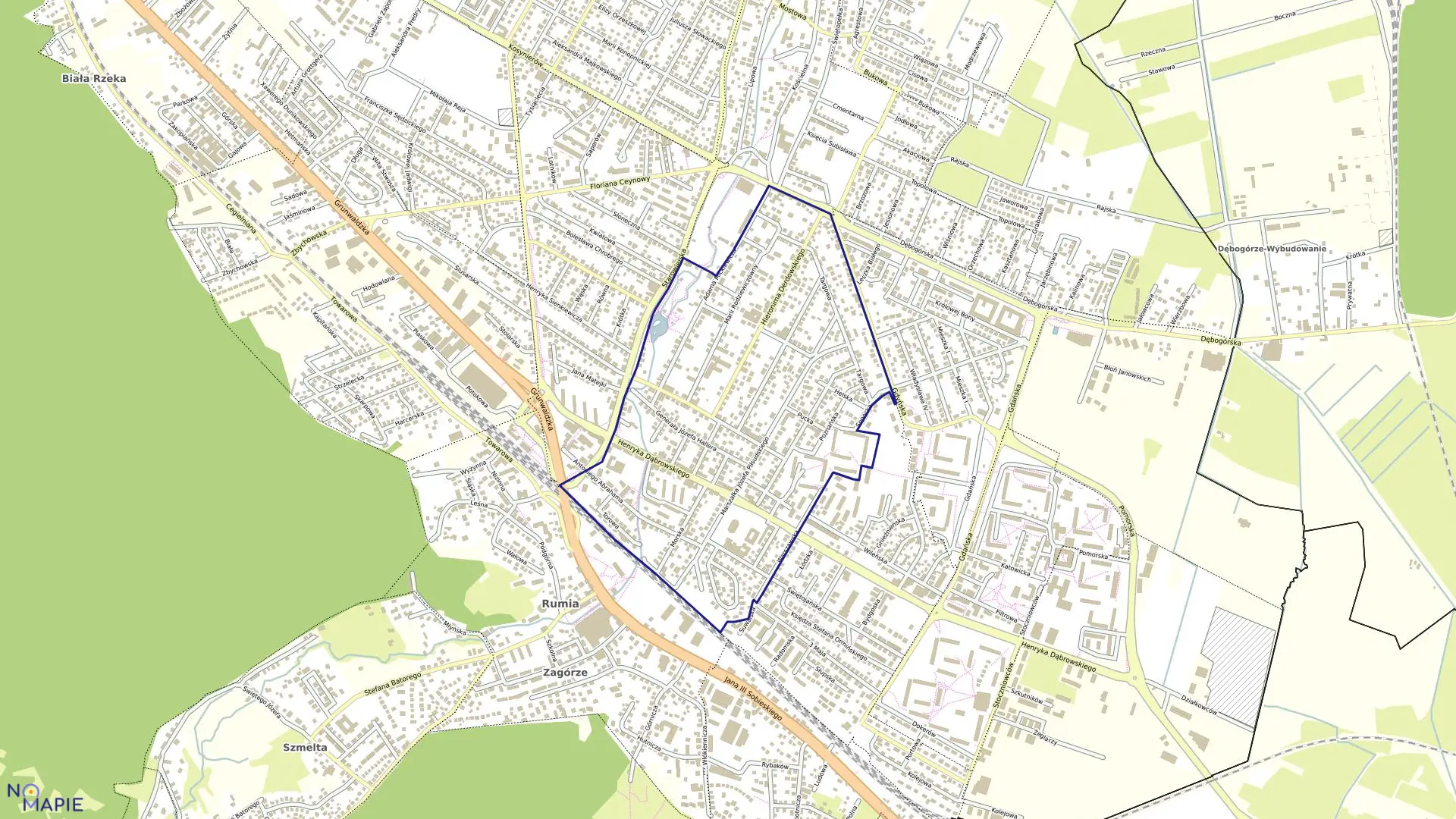 Mapa obrębu Rumia 18 w mieście Rumia