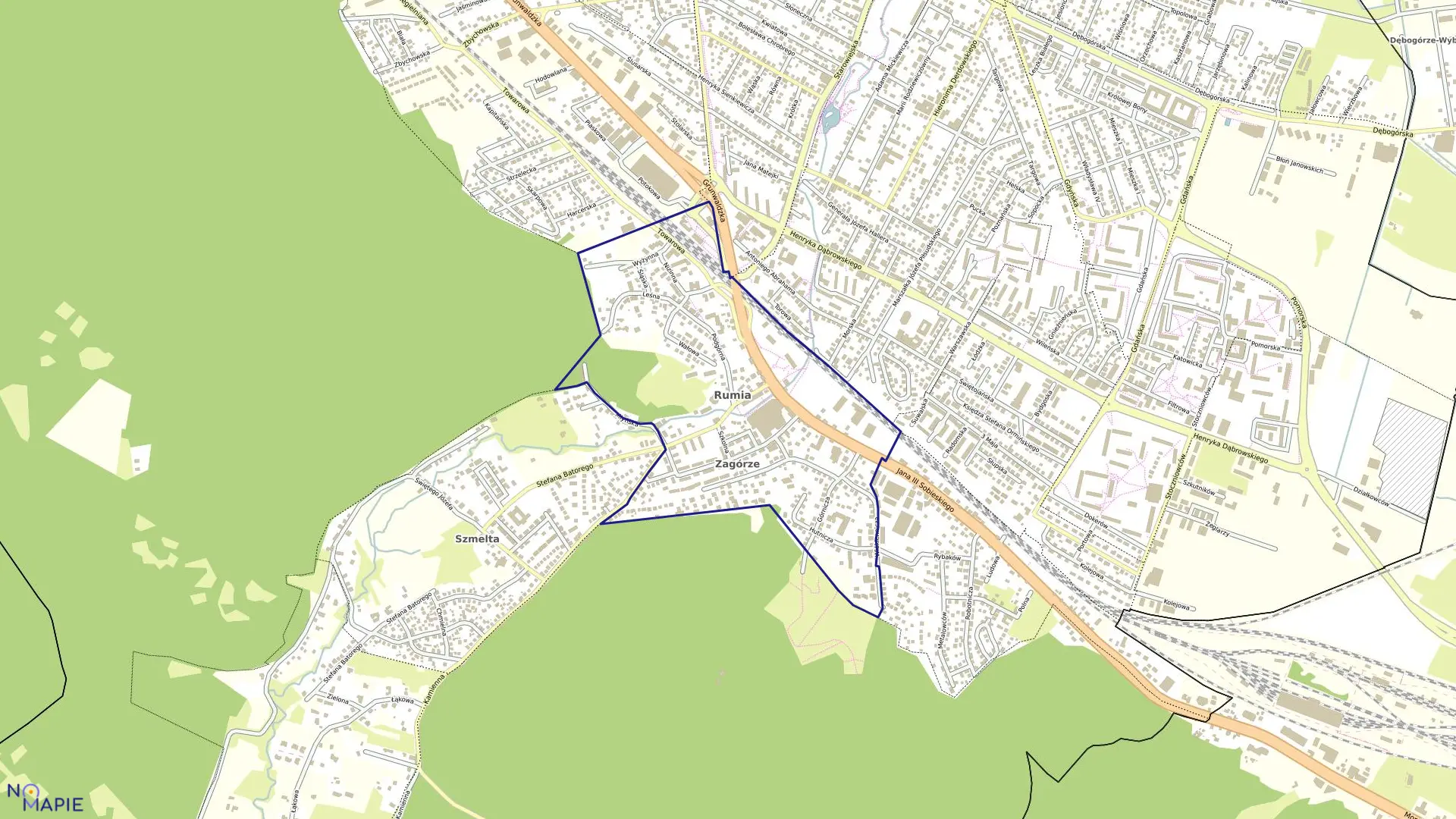 Mapa obrębu Rumia 19 w mieście Rumia