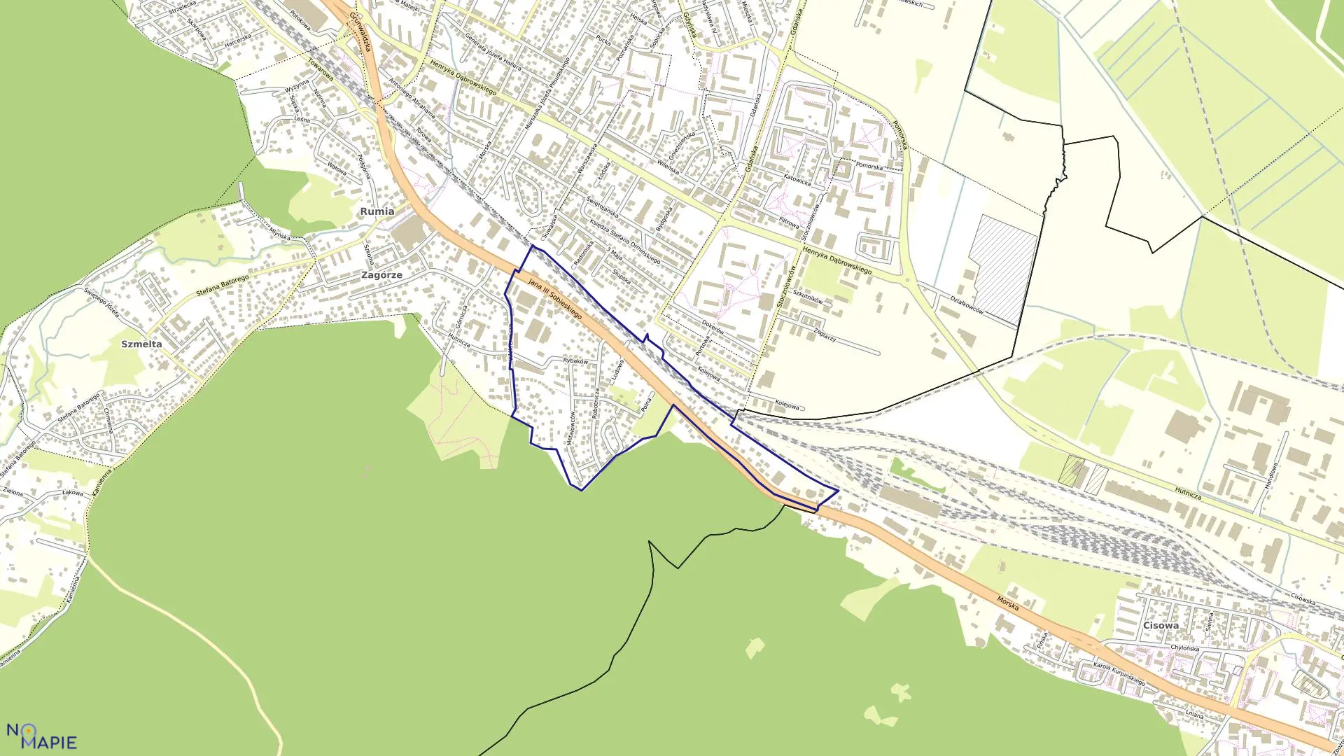 Mapa obrębu Rumia 20 w mieście Rumia